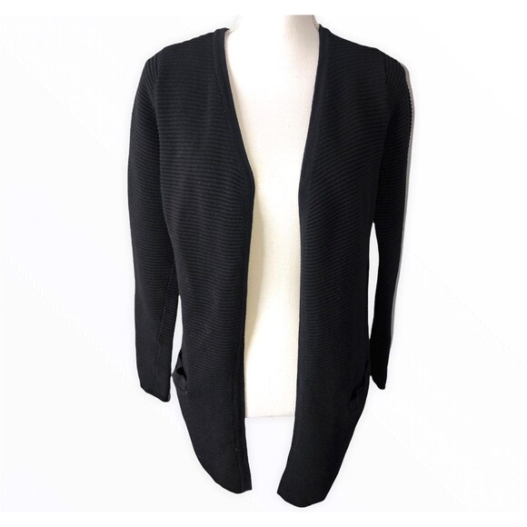 Esmara Black Ribbed Long Sleeve Open Front Cardigan - Picture 1 of 4